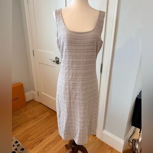 St. John Textured Knit Midi Dress in Soft Cream